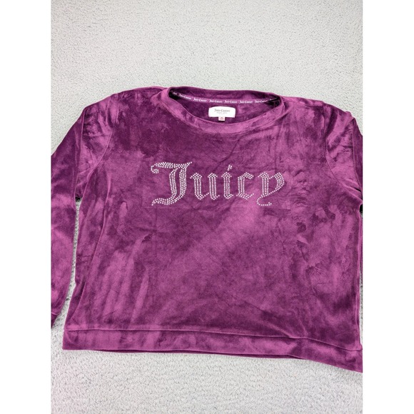 Juicy Couture Pullover‎ Womens XL Purple Velour Sleepwear Long Sleeve Crewneck - Picture 2 of 10
